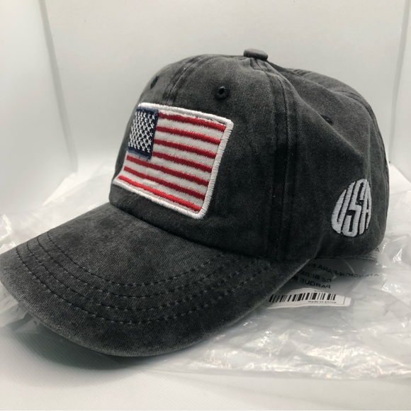 Vintage Wash USA American Flag Embroidered Adjustable Dad Hat, Unisex OS - Picture 4 of 10